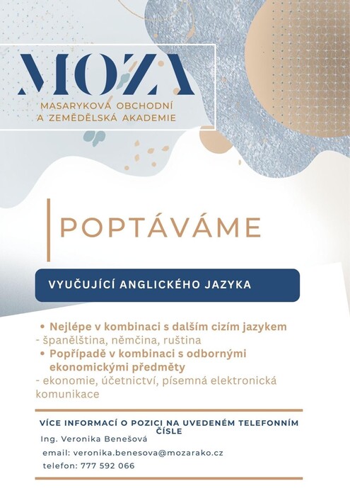 MOZA hledá vyučujícího ANJ