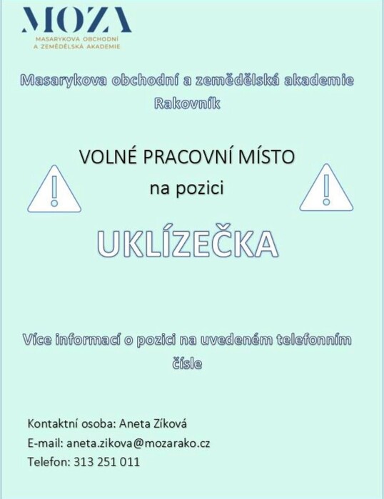MOZA Rakovník nabízí zaměstnání