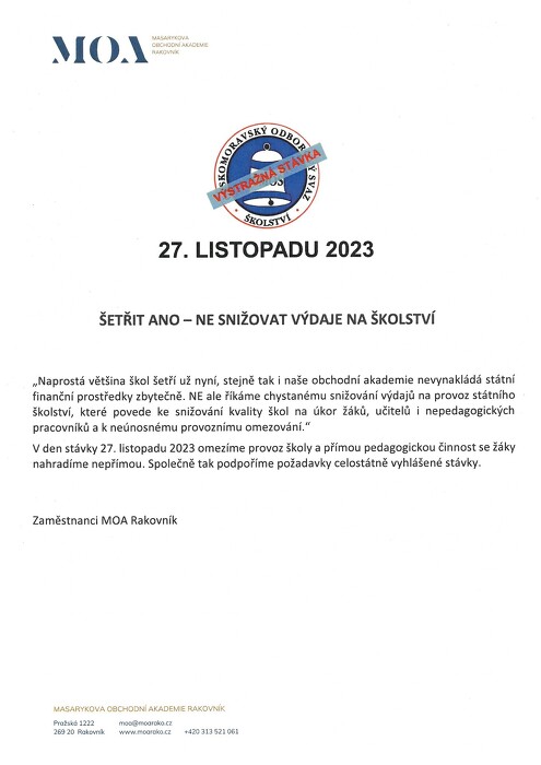 Podpora výstražné stávky ČMOS